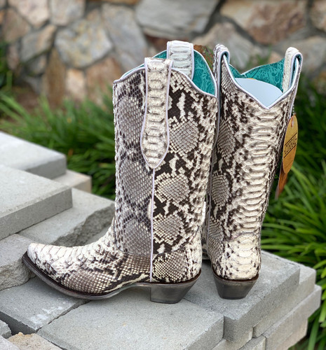 Corral Natural Python Boots A3798 Heel