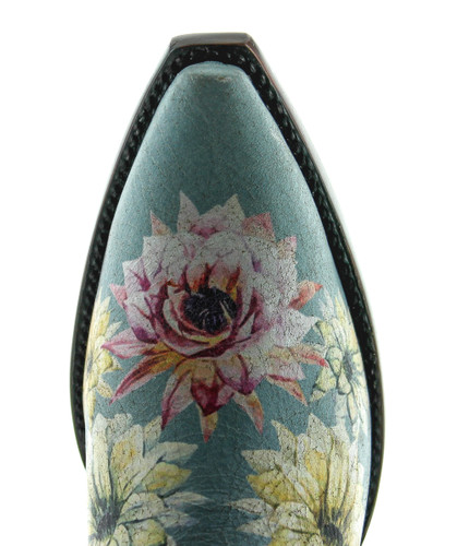 Yippee by Old Gringo Saguaro Flower Crackled Blue YL407-1 Toe