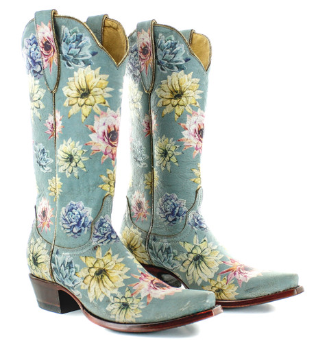 Yippee by Old Gringo Saguaro Flower Crackled Blue YL407-1 Picture