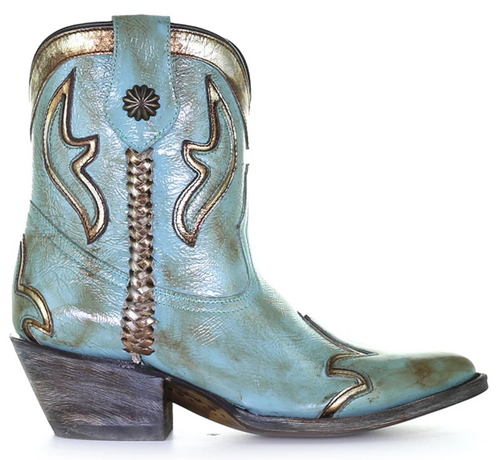 Corral Turquoise Gold Woven Ankle Boot Z0120 Image