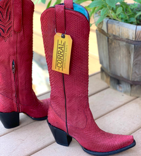 Corral Red Python Tall Top Full Exotic Boots A4194 Detail