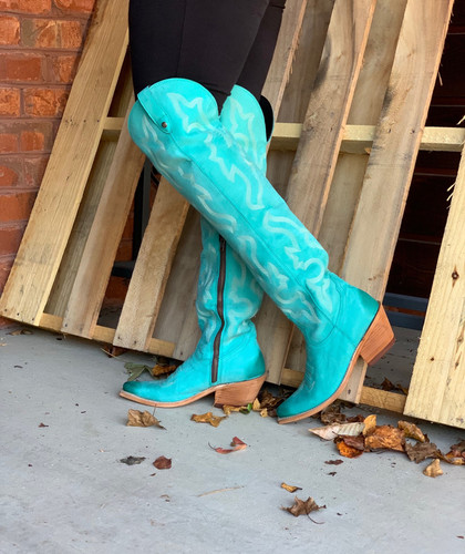  Liberty Black Allyssa Nobuck Turquoise Boots LB712989 Toe