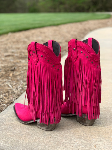 Liberty Black Fuchsia Fringe Boots LB71124 Heel