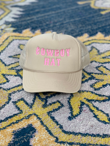 My Cowboy Hat Trucker Hat Khaki Pink Photo