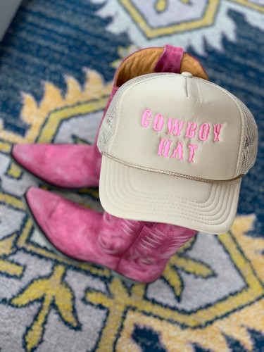 My Cowboy Hat Trucker Hat Khaki Pink Image