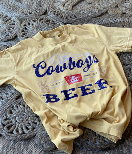 Cowboys & Beer Vintage Tee Mustard Photo