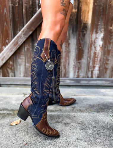 Double D by Old Gringo Favorite Jean Denim Brass Boots DDL1068-1 Live Photo