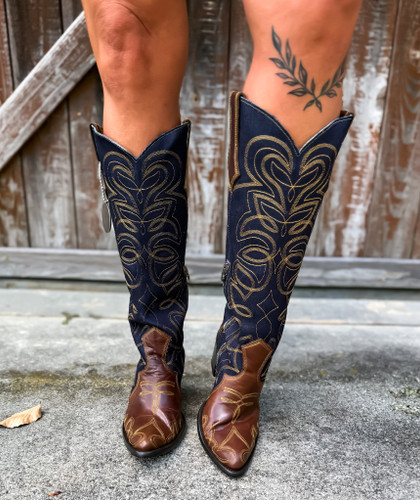 Double D by Old Gringo Favorite Jean Denim Brass Boots DDL1068-1 Live Image