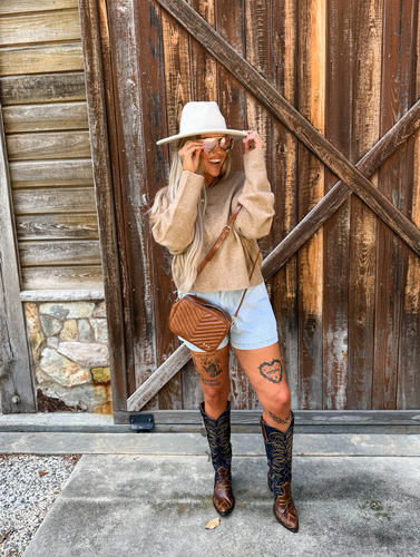 Double D by Old Gringo Favorite Jean Denim Brass Boots DDL1068-1 Live Model