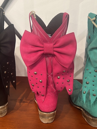 Liberty Black Alexandra Bow Boot Nubuck Fuchsia LB7129248 Live Picture