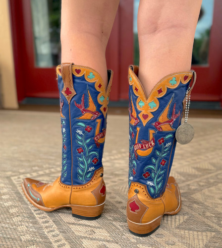 Double D by Old Gringo High Stakes Blue Honey Boots DDL1083-2 Heel