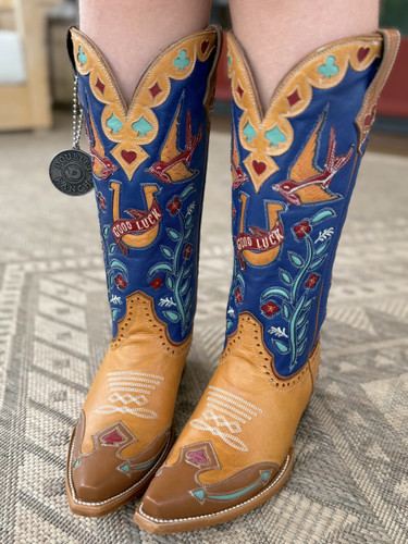 Double D by Old Gringo High Stakes Blue Honey Boots DDL1083-2 Toe