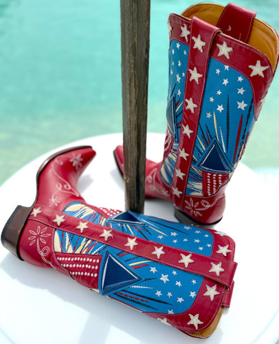 Old Gringo 250th Celebration Blue Red Boots L4199-1 Lifestyle