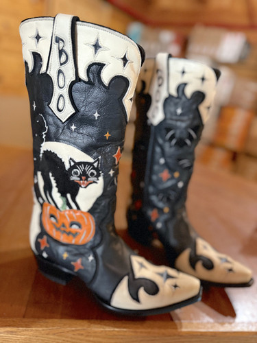 Old Gringo Scaredy Cat Black Bone Boots L4197-1 Image