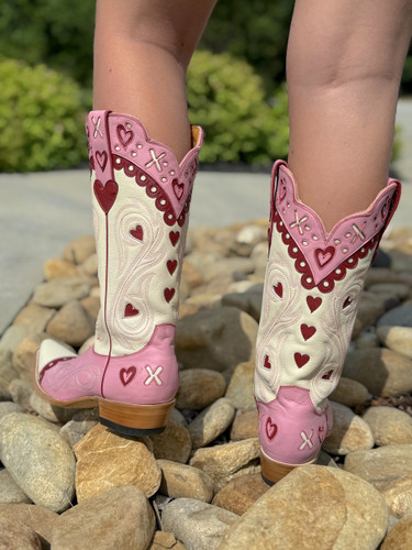 Old Gringo XOXO Pink Bone Boots L4205-1 Heel