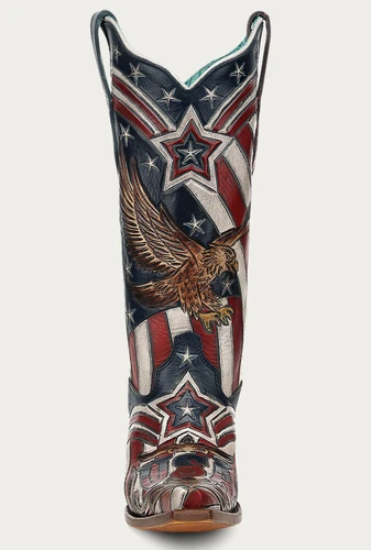 Corral Hand Painted Tooled Patriotic Eagle Boots A5149 Toe