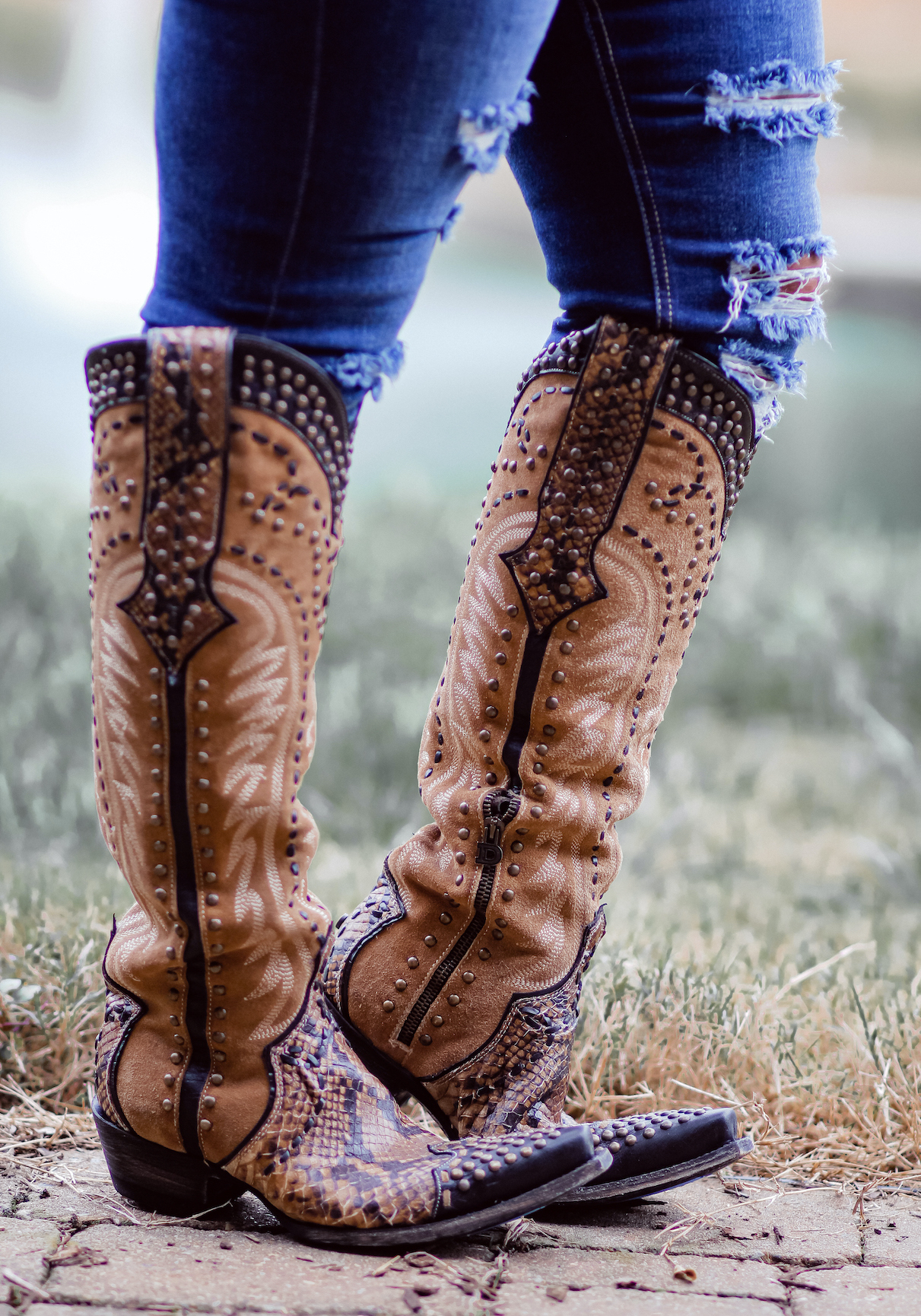 40s'50s'ビンテージスカル　ソルトアンドペッパー古着バイカーロカビリー Double D by Old Gringo Snake Charmer Tan DDL083-1