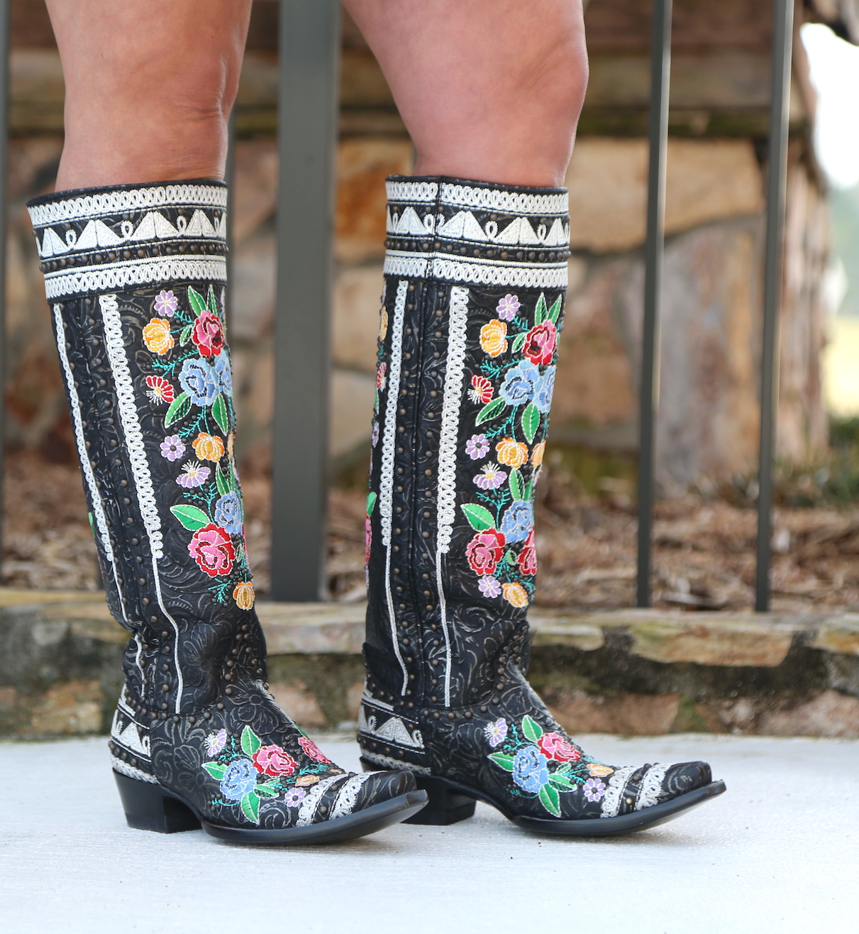#85 Tenera Style Boot in Black Color with Cross Embroidery Details,Model 5B101 BLOWOUT SALE BOOT #31? – Texas Boot Ranch main image 4