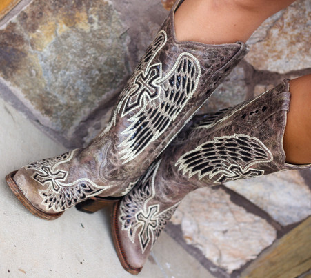 Corral Brown Black Wing and Cross Boots 