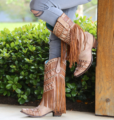 Corral Tan Fringed Layers And Studs C2988 Cowgirl Boots