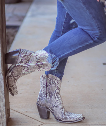 Corral Natural Python Zipper Ankle Boot A3791