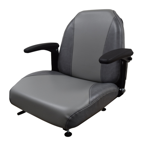 High-Back Steel Pan Seat with Armrests and Slides  Brown or Gray