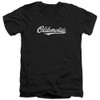 Image for Oldsmobile V Neck T-Shirt - Cursive Logo