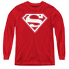 Image for Superman Youth Long Sleeve T-Shirt - Red & Gold Shield Logo