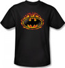 Image Closeup for Batman T-Shirt - Bat Flames Shield Logo