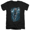 Image for Justice League of America V Neck T-Shirt - Black Lightning Bolts