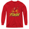 Image for Justice League of America Flash Rough Distress Youth Long Sleeve T-Shirt