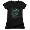 Image for Justice League of America Girls V Neck - Green Lantern #1 Distress