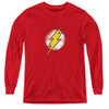 Image for Justice League of America Destroyed Flash Logo Youth Long Sleeve T-Shirt