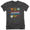 Image for Justice League of America V Neck T-Shirt - Pixel Logos