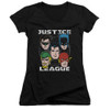 Image for Justice League of America Girls V Neck - Head of States