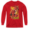 Image for Justice League of America Flash Lightning Youth Long Sleeve T-Shirt