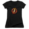 Image for Justice League of America Girls V Neck - Flash Title