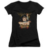 Image for Justice League of America Girls V Neck - Deflection