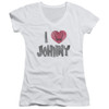 Image for Johnny Bravo Girls V Neck T-Shirt - I Heart Johnny
