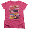 Image for Justice League of America Woman's T-Shirt - Three of a Kind on Pink