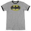 Image for Batman Ringer - Retro Bat Logo Distressed on Grey