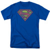 Image for Superman T-Shirt - Retro Supes Logo Distressed on Royal Blue