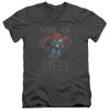 Image for Superman V-Neck T-Shirt Hardened Heart on Charcoal