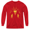 Image for Shazam Movie Youth Long Sleeve T-Shirt - What's Inside on Red