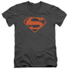 Image for Superman V-Neck T-Shirt Vintage Shield Collage on Charcoal