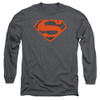 Image for Superman Long Sleeve T-Shirt - Vintage Shield Collage on Charcoal