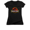 Jurassic Park Girls V Neck T-Shirt - Classic Logo