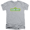 Image for Sesame Street V-Neck T-Shirt Sesame Street Logo on Grey