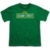 Image for Sesame Street Youth T-Shirt - Sesame Street Logo on Green