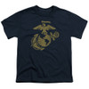 Image for U.S. Marine Corps Youth T-Shirt - Gold Emblem on Navy